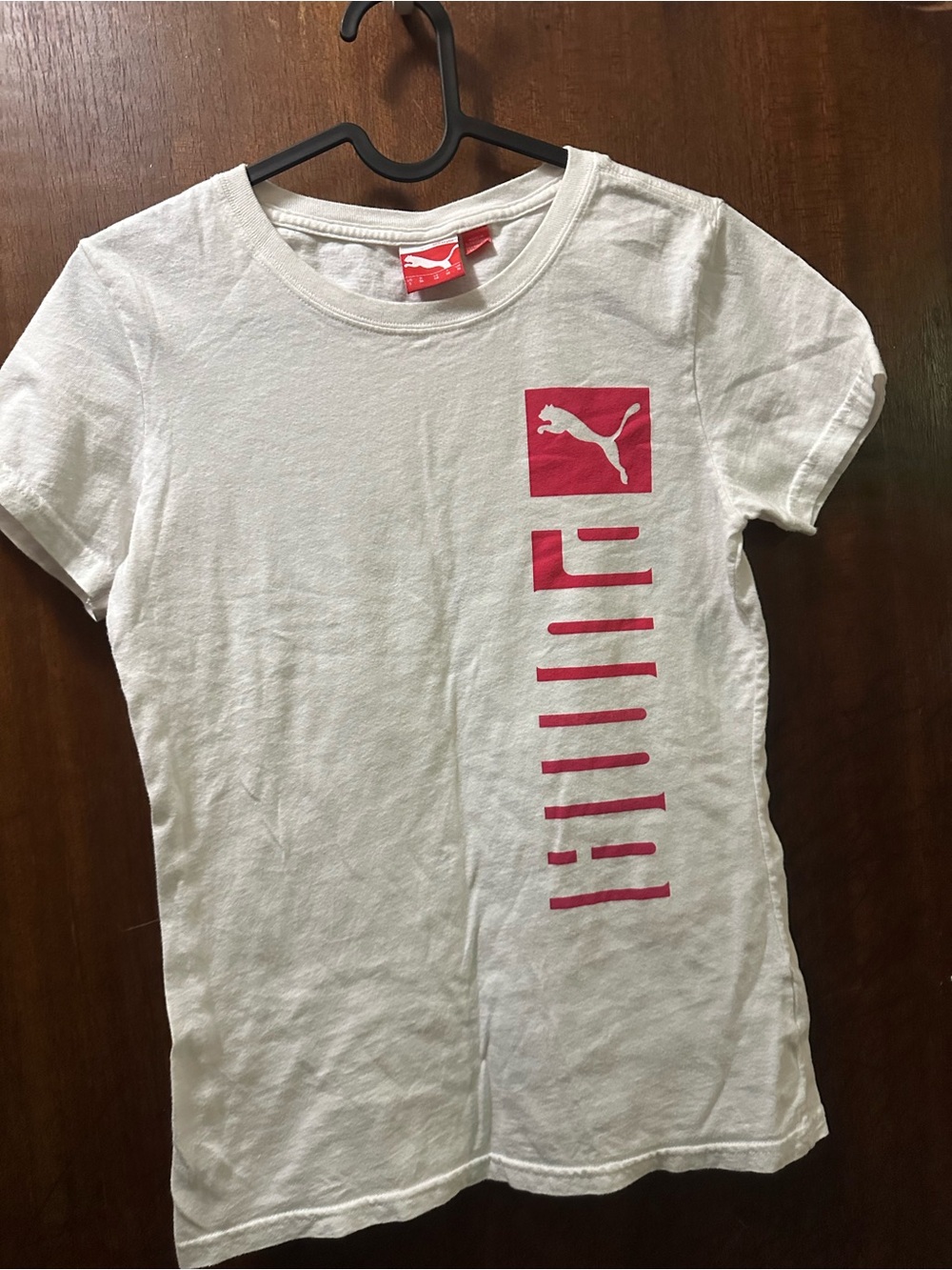 Puma White Tee with Pink Logo Tag